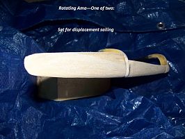 Rotating Ama-either set for displacement or planing conditions.