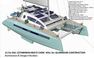 13.7m SAIL CATAMARAN MULTI CHINE  HULL for ALUMINIUM CONSTRUCTION   Architecture & Design A Rochian