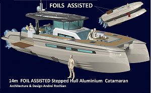 14m  FOIL ASSISTED Stepped Hull Aluminium  Catamaran