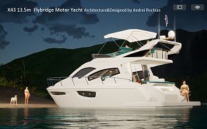 X43 13.5m  Flybridge Motor Yacht Architecture&Designed by Andrei Rochian