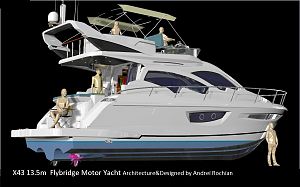 X43 13.5m  Flybridge Motor Yacht Architecture&Designed by Andrei Rochian